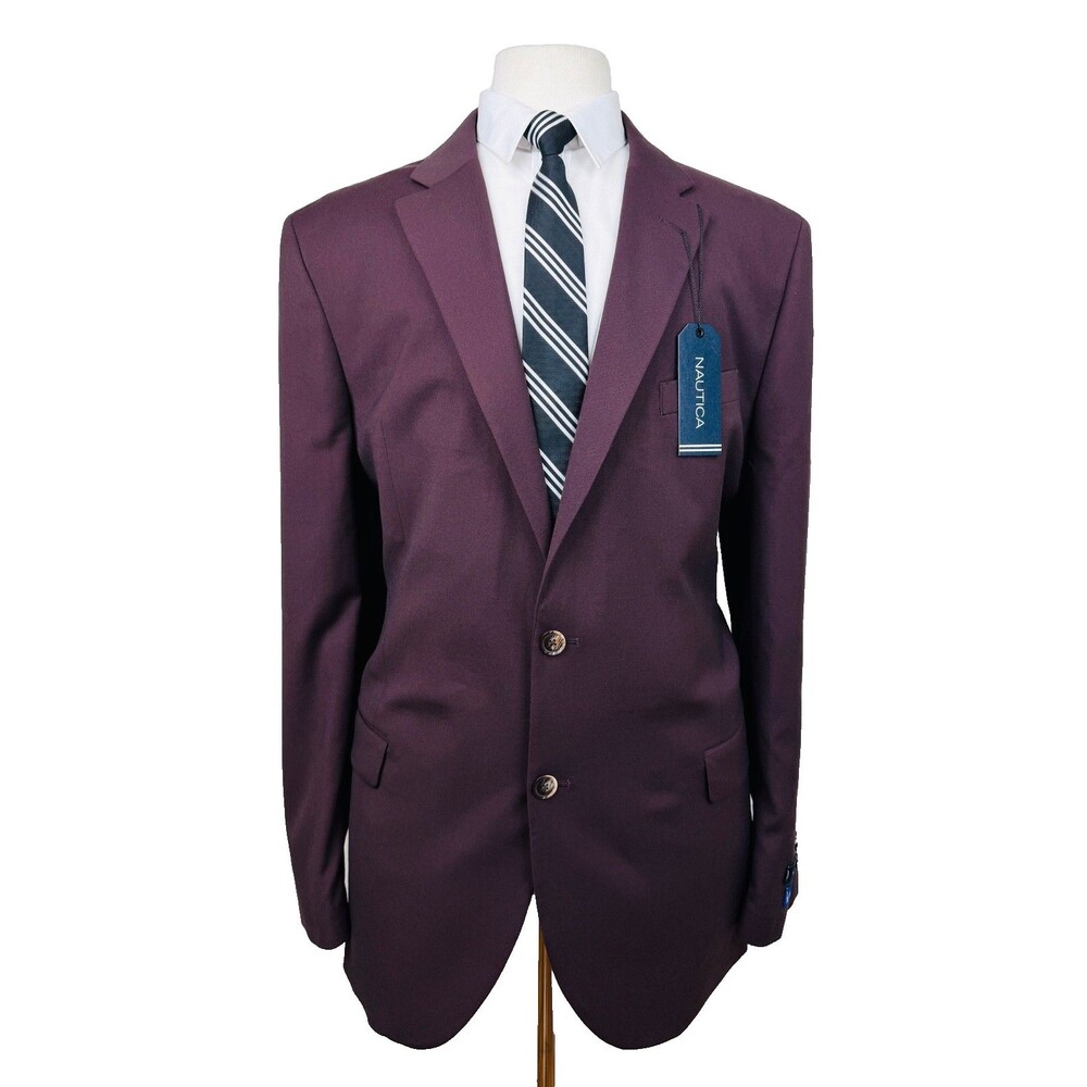 $295 NEW NAUTICA MENS 42R SOLID BURGUNDY MODERN BLAZER SPORT COAT SUIT JACKET